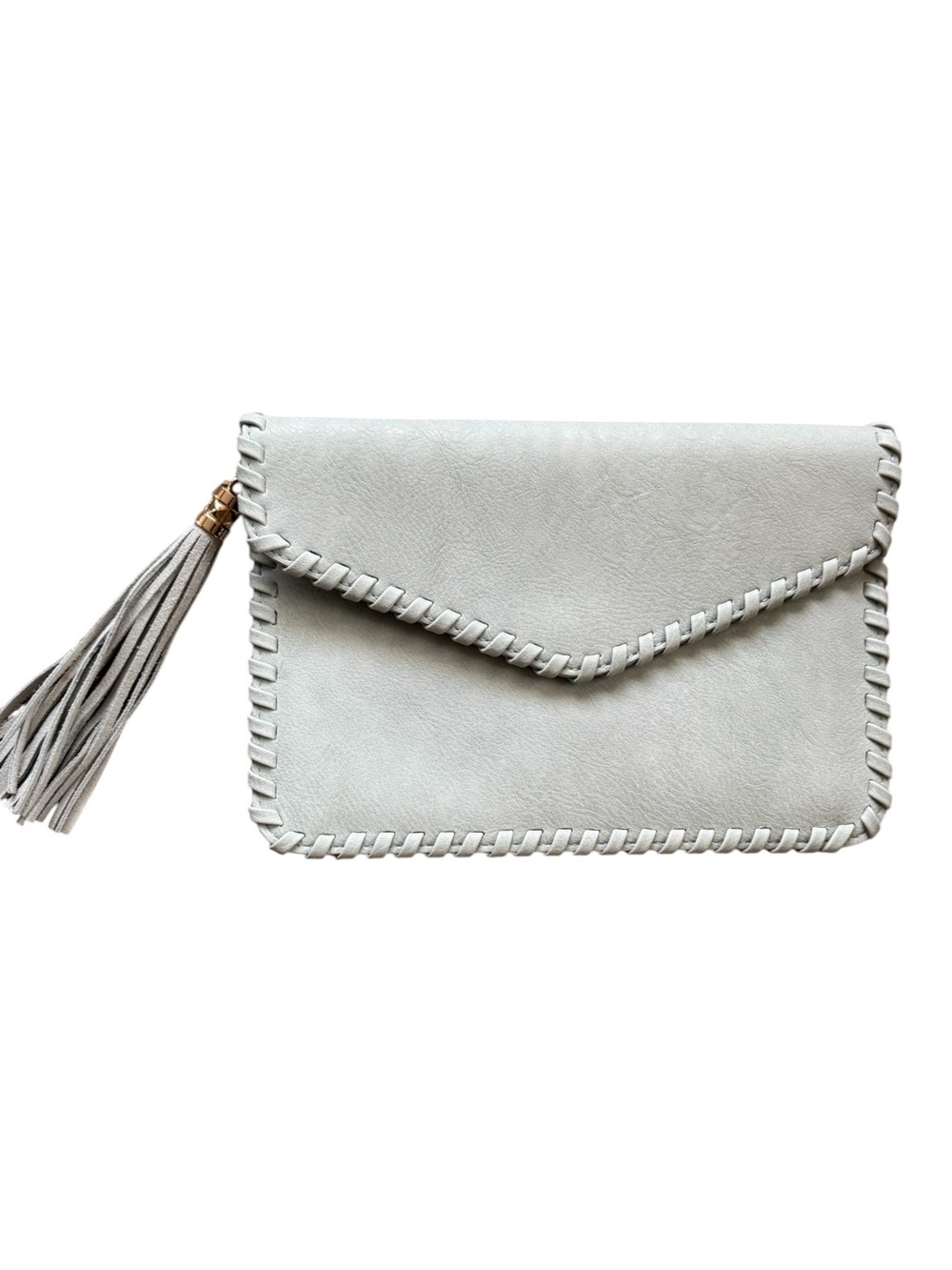 Moda Luxe Light Blue Gray Envelope Clutch with Tassel